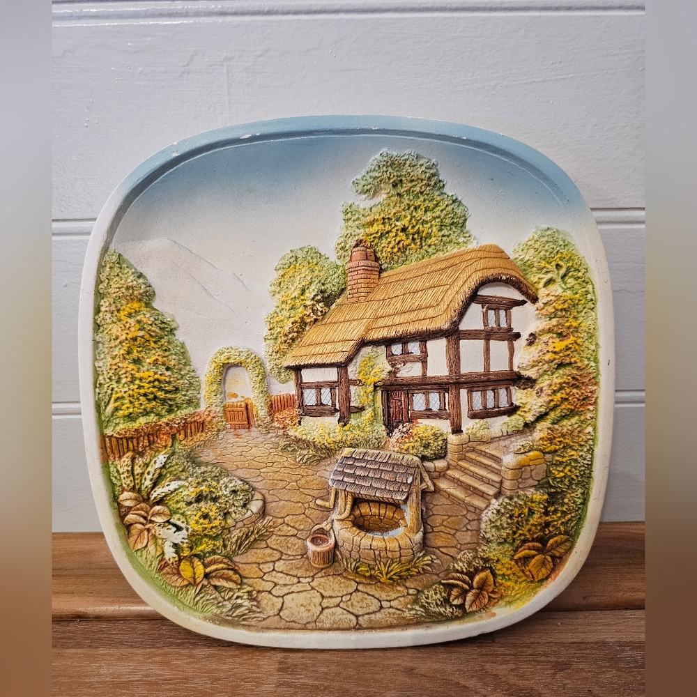 Charming Cottage Chalkware Art